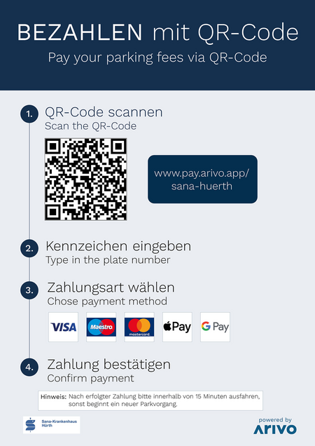 Parkgebühren digital zahlen am Sana-Krankenhaus Hürth