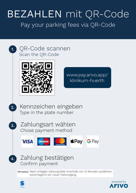 Parkgebühren digital zahlen am Sana-Krankenhaus Hürth
