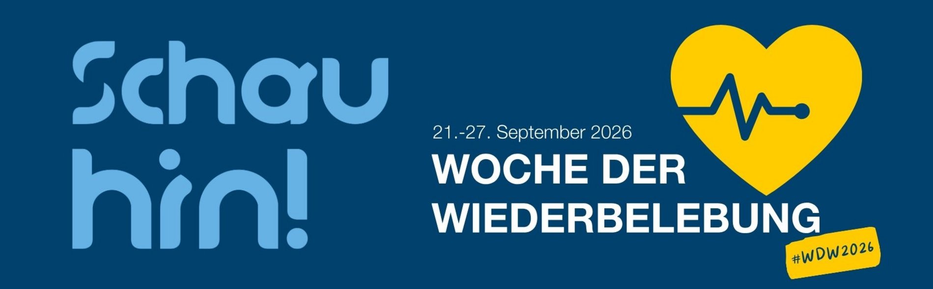 Banner mit der Aufschrift "Schau hin - 21. - 26- September 2026 Woche der Wiederbelebung"