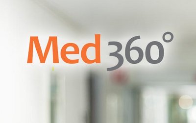 Das Logo der Med360° auf unscharfem Hintergrund