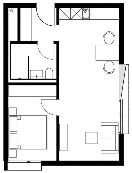 Grundriss 2-Zimmer-Appartment