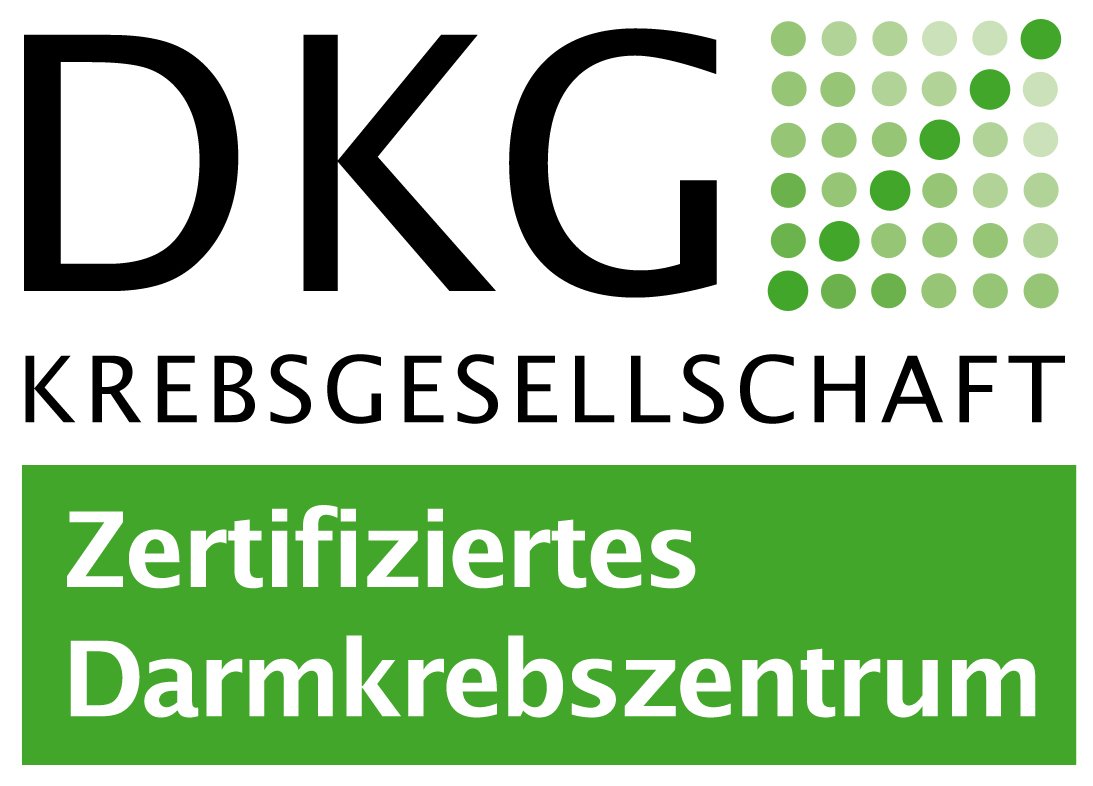 Logo zertifiziertes Darmkrebszentrum mit Link zur Zentrumsseite
