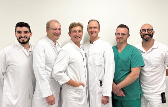 Das Team des Herzkatheterlabors: Dr. Zreik, Dr. Böhringer, Dr. Brummer, Dr. Alexa, Dr. Bucur und Dr. El Amrani