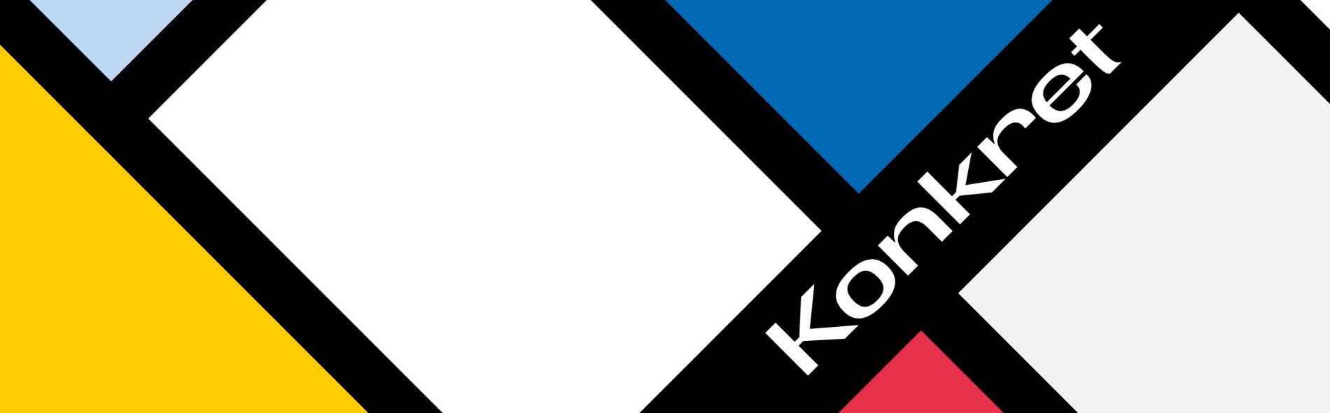 Keyvisual für den Sana Dialog 2025 mit dem Titel Konkret. Der Hintergrund ist ein konkretes Kunstwerk mit krätigen schwarzen Lininen, die eine Art Schachbrettmuster erzeugen. Die Felder sind mit den Farben, Rot, Blau, Gelb und weiss gefüllt.
