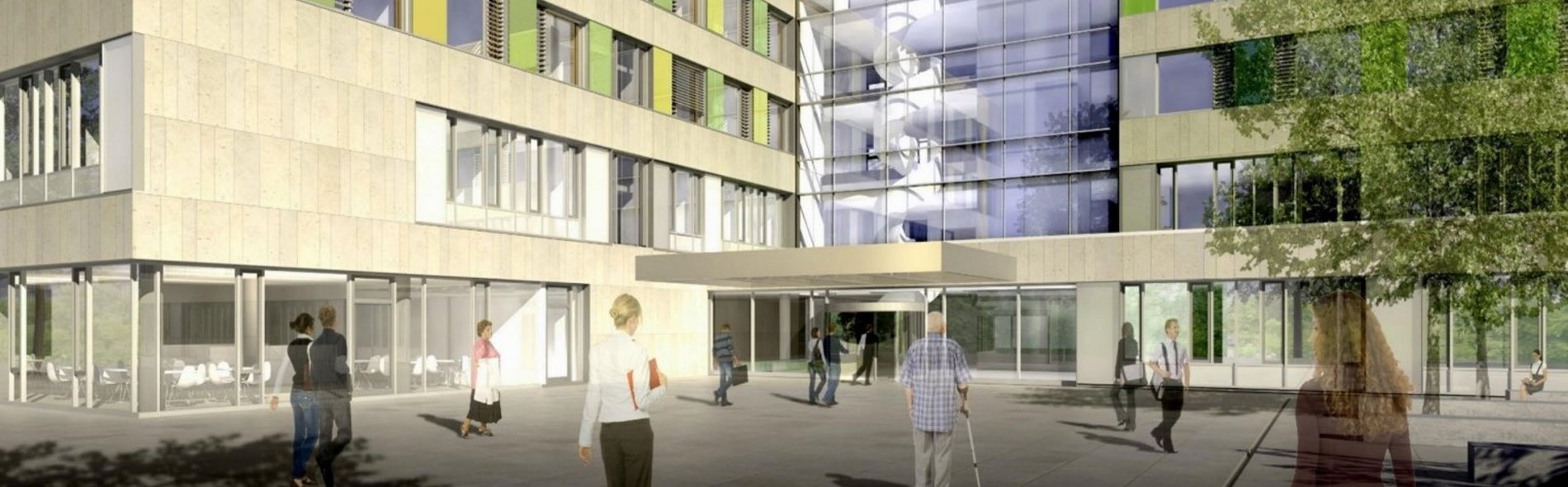 Seitenheader-Grafik: Eine gerenderte Gebäude-Grafik des Green Hospital Lichtenfels
