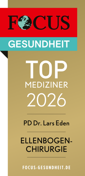 Persönliches FOCUS-Siegel 2026 für PD Dr. Eden für den Bereich Ellenbogenchirurgie