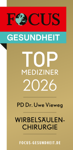 Persönliches FOCUS-Siegel 2026 für PD Dr. Vieweg im Bereich Wirbelsäulenchirurgie