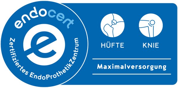 endoCert-Siegel Siegel Zertifiziertes EndoProthetikZentrum der Maximalversorgung für Hüfte und Knie