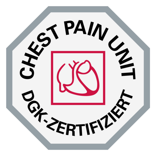 Logo Chest Pain Unit und Link zu unserer Pressemitteilung