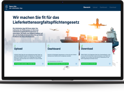 Foto eines Laptops, auf dem die Benutzeroberfläche der Sana LiKe App zu sehen ist.