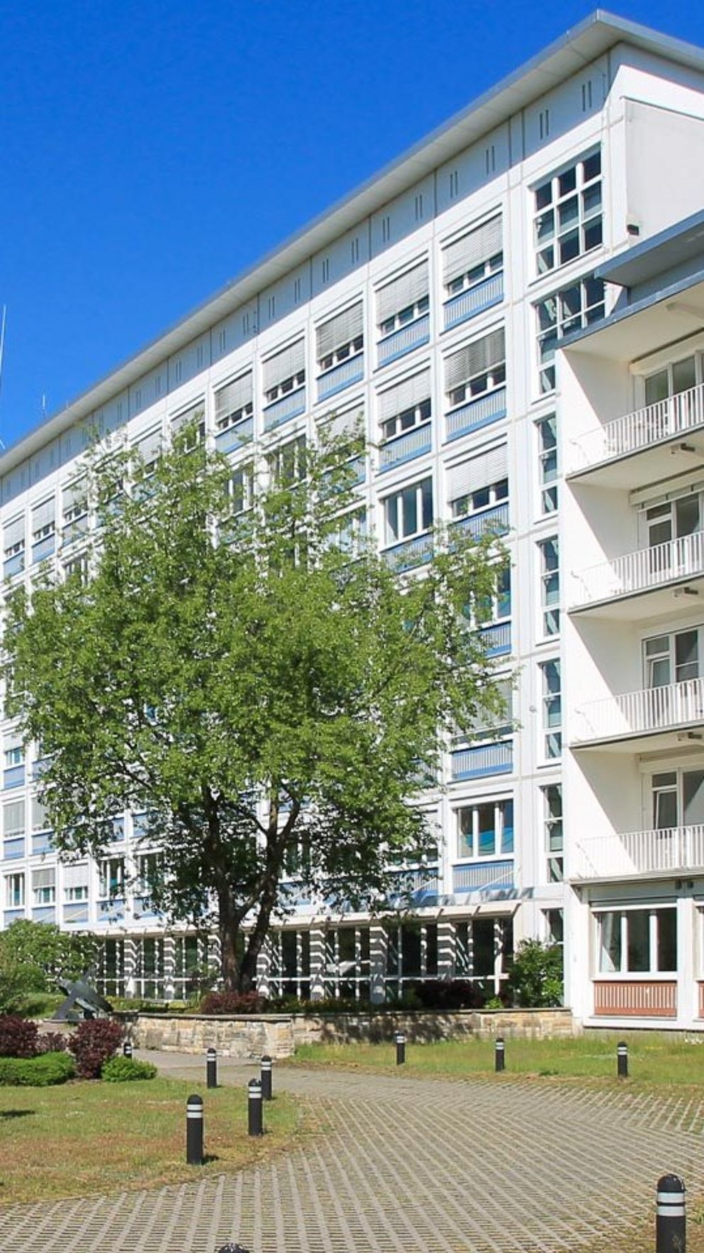 Lausitzer Seenland Klinikum außen, Blick in den Park