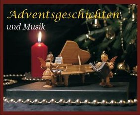 Adventsdekoration, Musik und Geschichten mit Kerze und kleinen Figuren