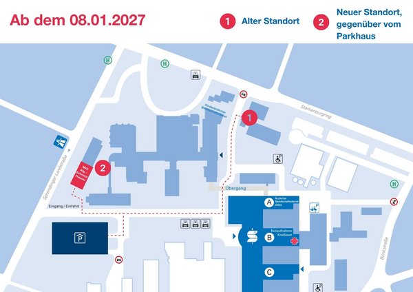 Lageplan des alten und neuen Standorts