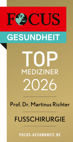 Persönliches FOCUS-Siegel 2026 für Prof. Richter im Bereich Fußchirurgie