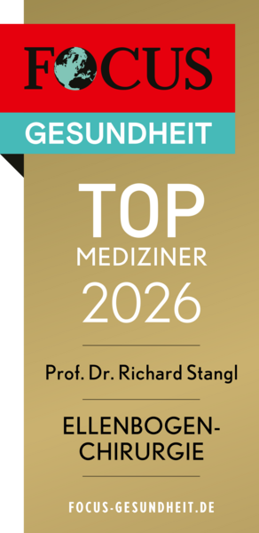 Persönliches FOCUS-Siegel 2026 für Prof. Stangl im Bereich Ellenbogenchirurgie