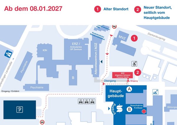 Lageplan des neuen Standorts des MVZ