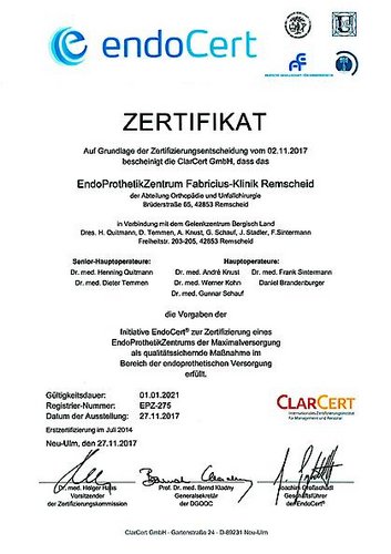 Zertifikat EPZmax bis 01.01.2021