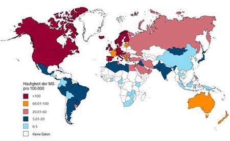 Abbildung 1: Weltweite Verteilung der MS (www.msif.org)