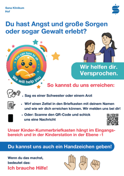 Bild vom Plakat zum Thema Du hast Angst oder Sorgen mit Hinweis zum Kummer-Briefkasten